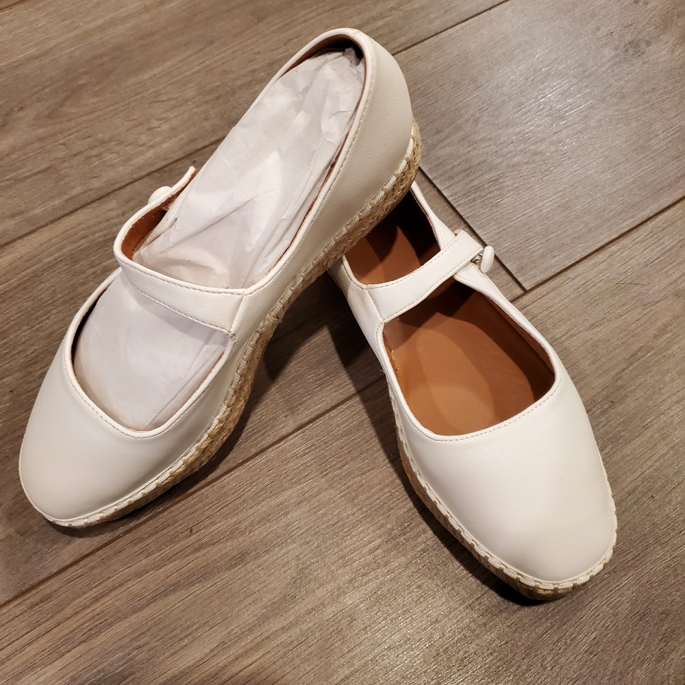 New Asos white platform espadrilles
